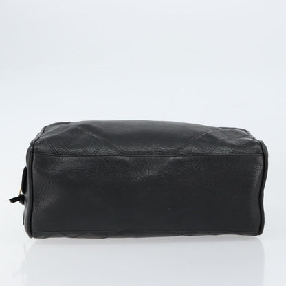 Chanel Vintage Toiletry Pouch Leather, Black, Leather, Clutch