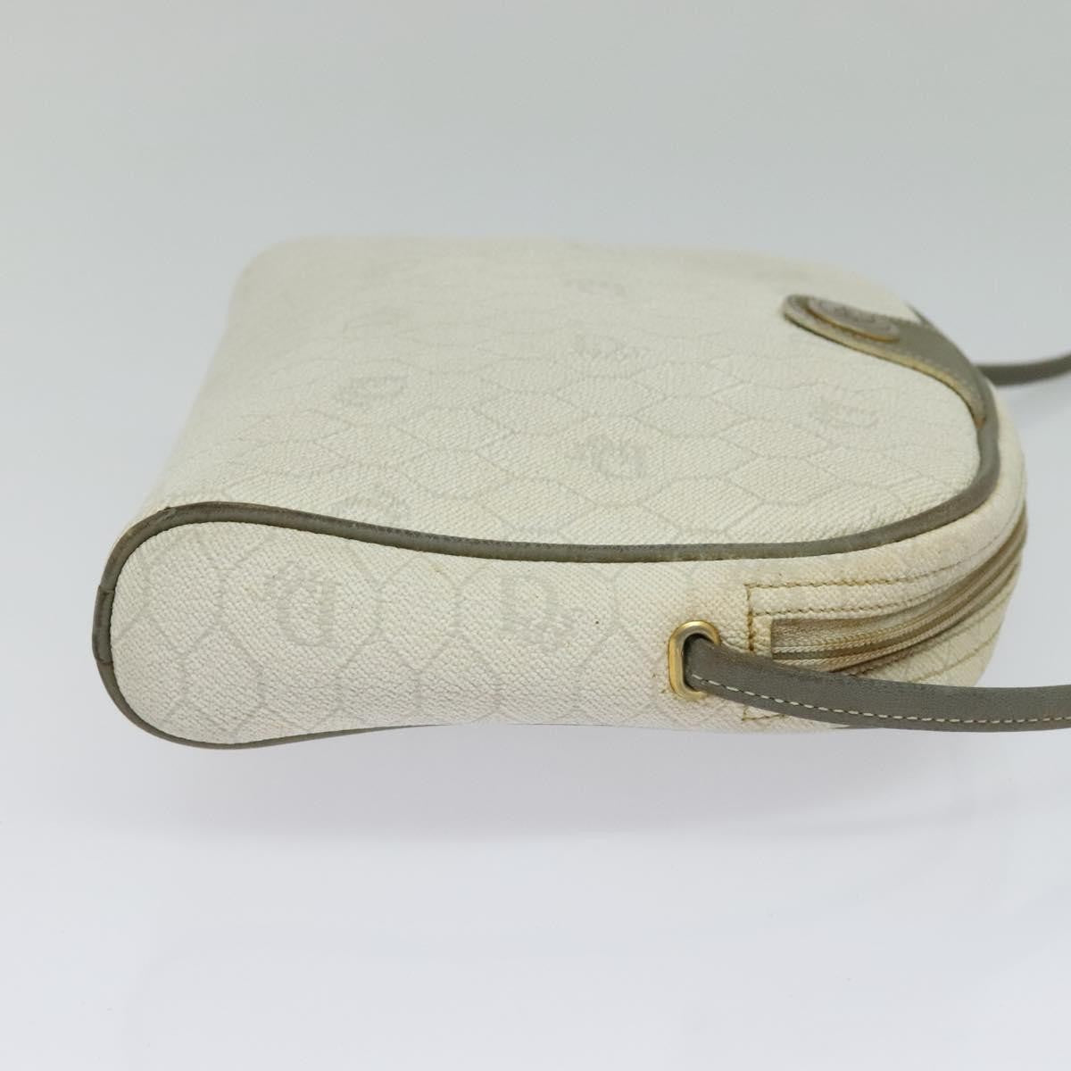 Christian Dior Vintage Honeycomb Zip Pouch Coated Canvas, WHITE, LEATHER, Clutche & pouche