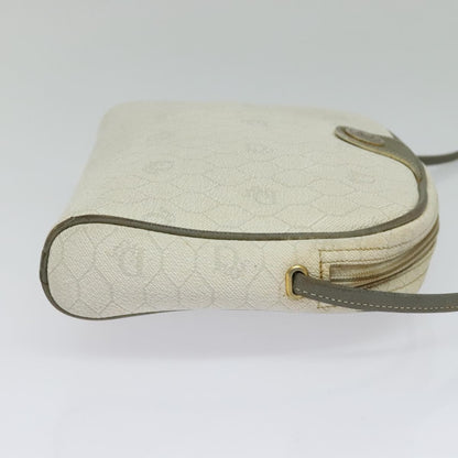 Christian Dior Vintage Honeycomb Zip Pouch Coated Canvas, WHITE, LEATHER, Clutche & pouche