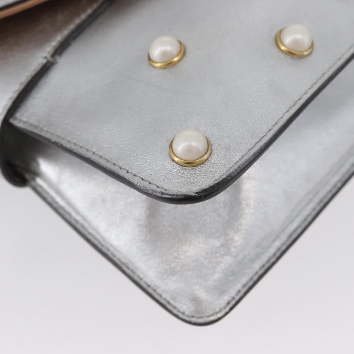 Gucci Broadway Pearly Bee Shoulder Bag Embellished Leather, SILVER, LEATHER, Shoulder bag
