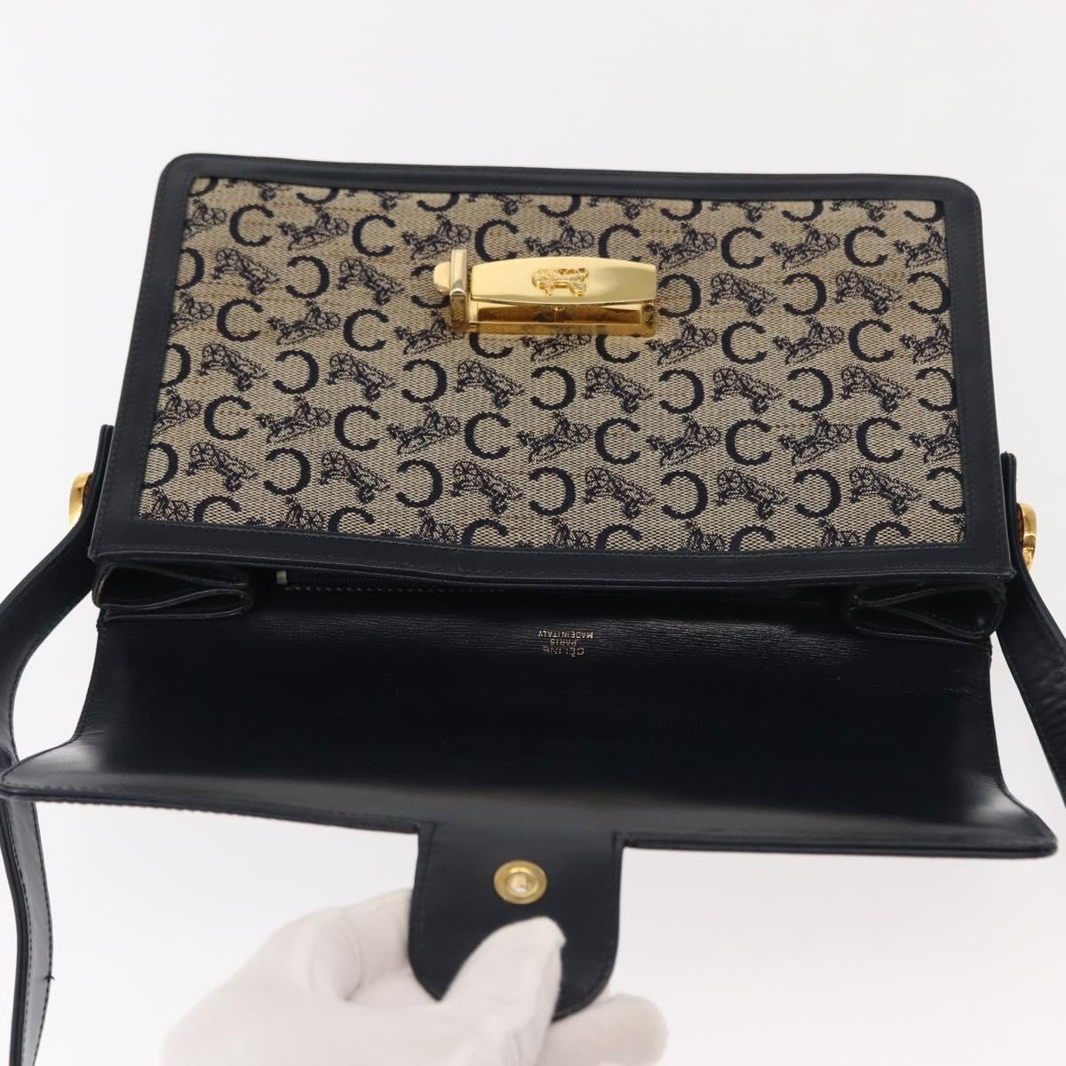 Celine C Sulky Shoulder bag Canvas and Leather, NAVY, CANVAS, Shoulder bag