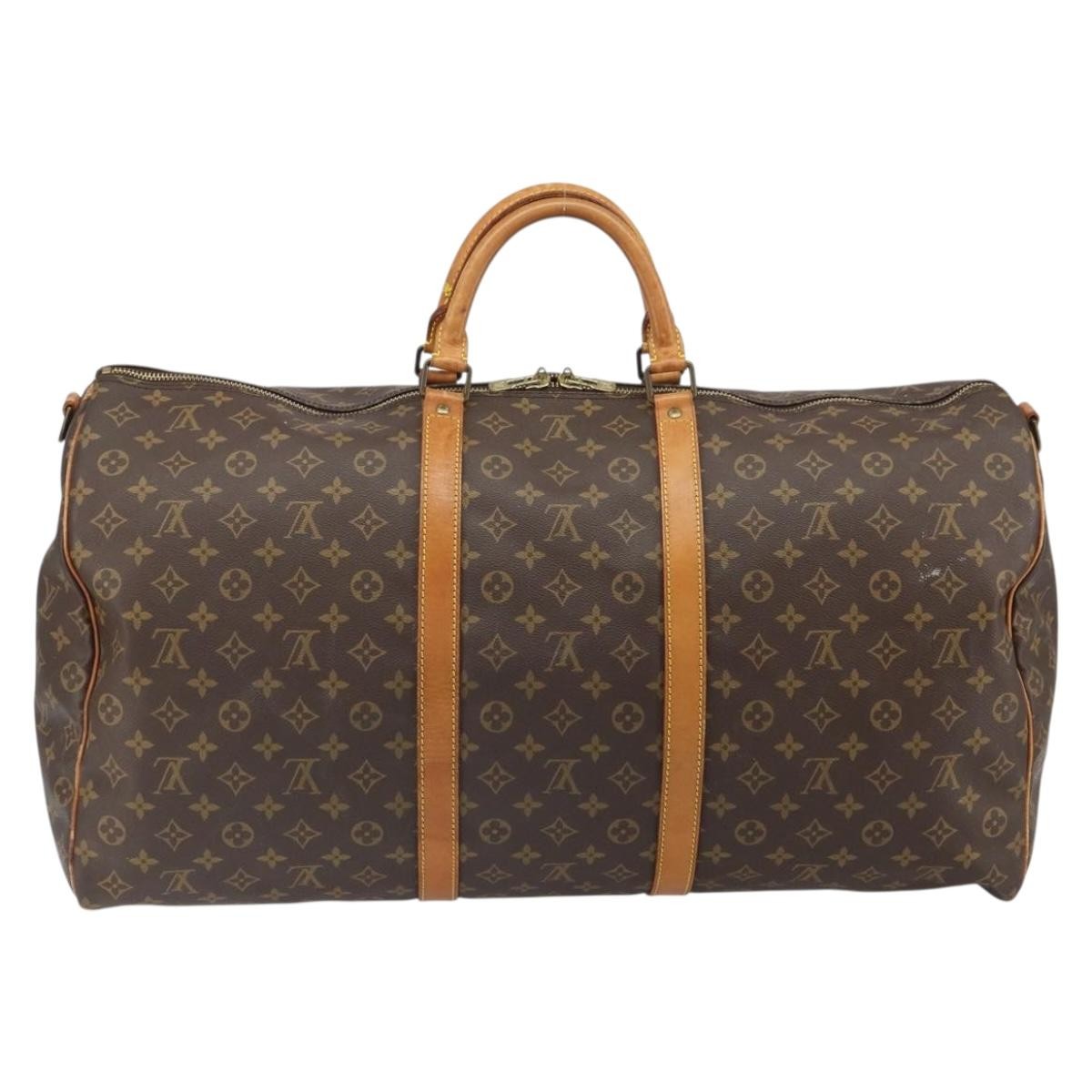 Louis Vuitton Keepall Bandouliere Bag Monogram Canvas, BROWN, CANVAS, Travel bag