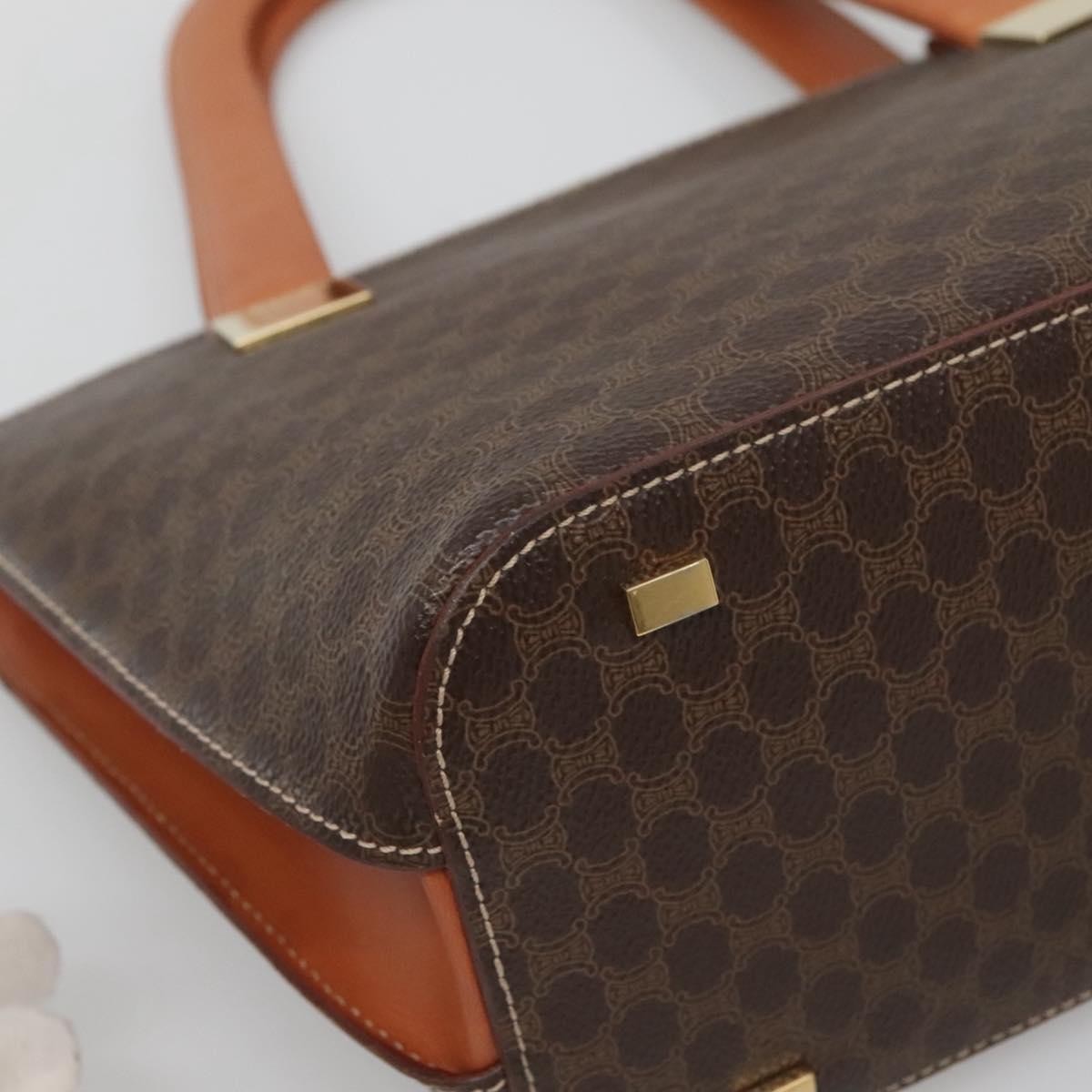 Celine Macadam Handbag Macadam with leather, BROWN, CANVAS, Handbag