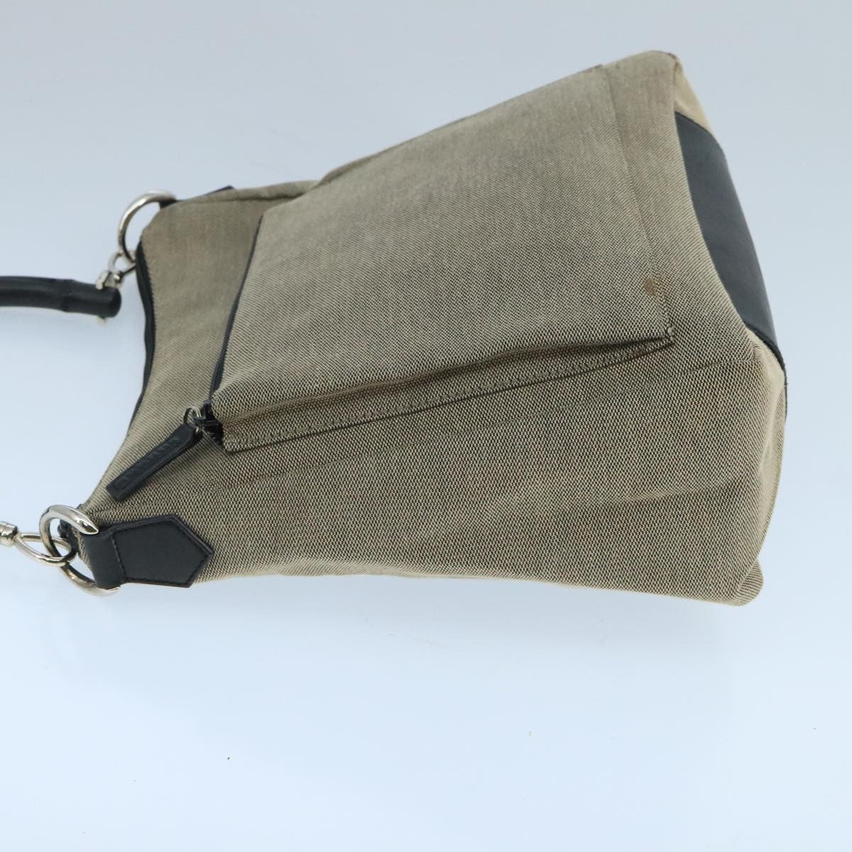 Gucci Vintage Bamboo Handle Tote Canvas, BEIGE, CANVAS, Shoulder bag