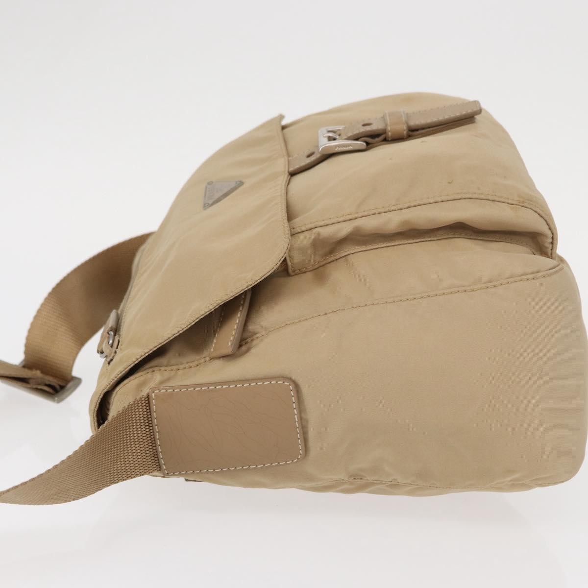 Prada Buckle Messenger Bag Tessuto, Beige, Nylon, Shoulder Bag
