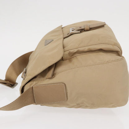 Prada Buckle Messenger Bag Tessuto, Beige, Nylon, Shoulder Bag