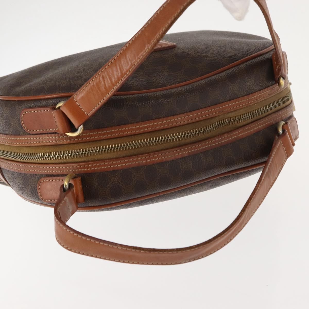 Celine Vintage Macadam Handbag Canvas and Leather, BROWN, CANVAS, Handbag