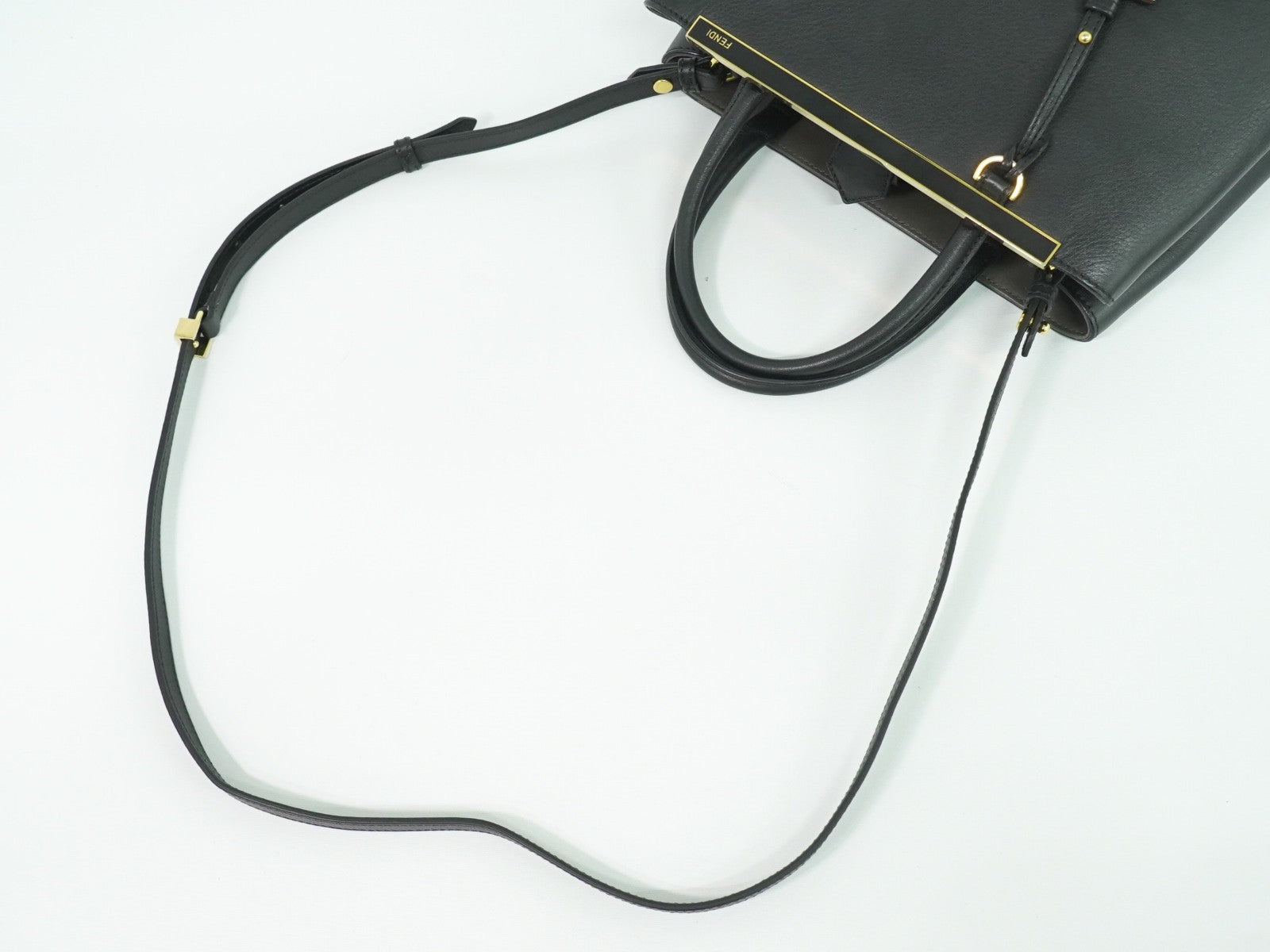 Fendi 2Jours Bag Leather, BLACK, LEATHER, Handbag