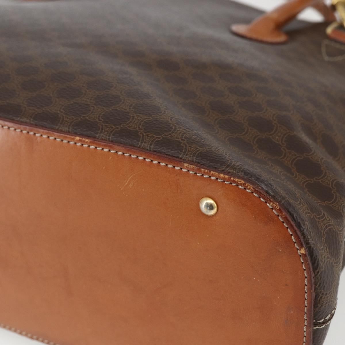Celine Vintage Macadam Handbag Canvas and Leather, BROWN, CANVAS, Handbag