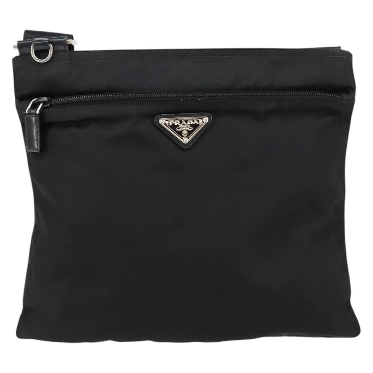Prada Front Pocket Messenger Bag Tessuto, Black, Nylon, Shoulder Bag