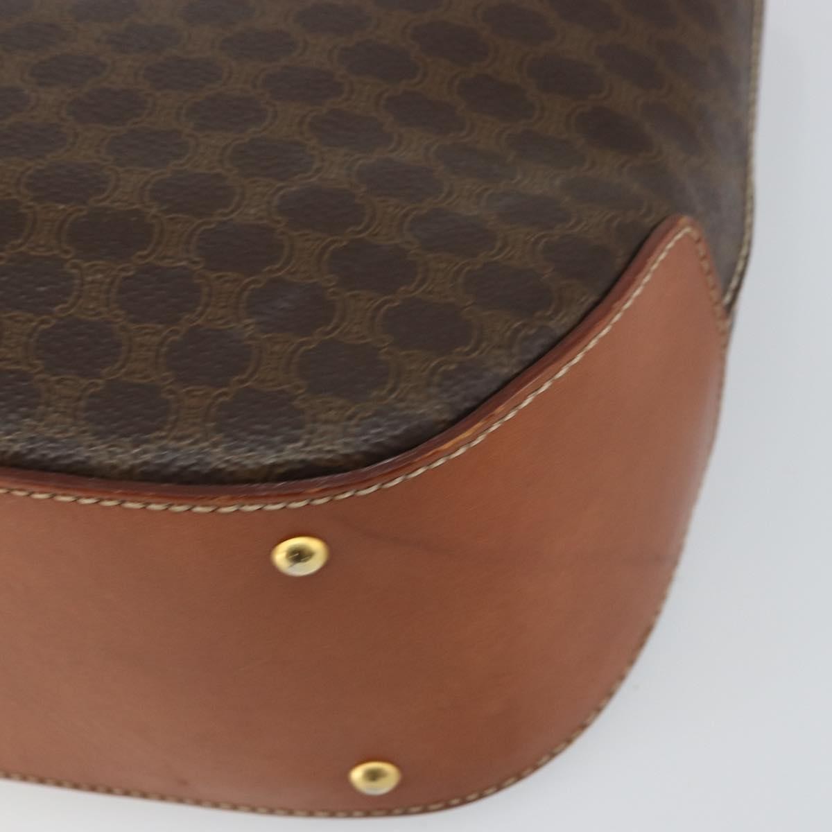 Celine Vintage Macadam Handbag Canvas and Leather, BROWN, CANVAS, Handbag