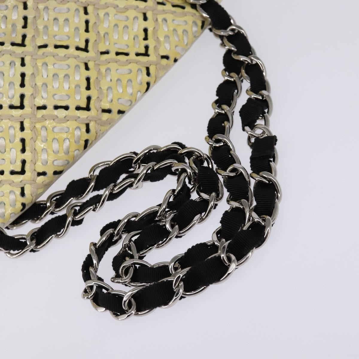 Chanel Just Mademoiselle Bag Woven Stitch Patent, BEIGE, PATENT_LEATHER, Handbag