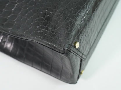Salvatore Ferragamo Vara Tote Embossed Leather, BLACK, LEATHER, Tote bag