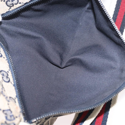 Gucci Vintage Double Belt Bag GG Canvas with Leather, NAVY, CANVAS, Clutche & pouche