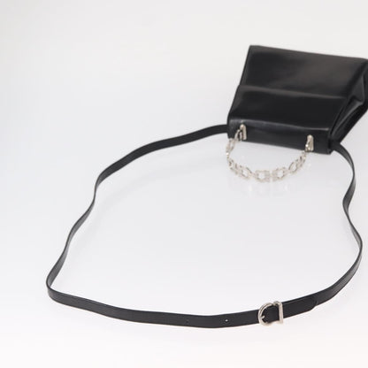 Salvatore Ferragamo Gancini handbag Leather, BLACK, LEATHER, Handbag