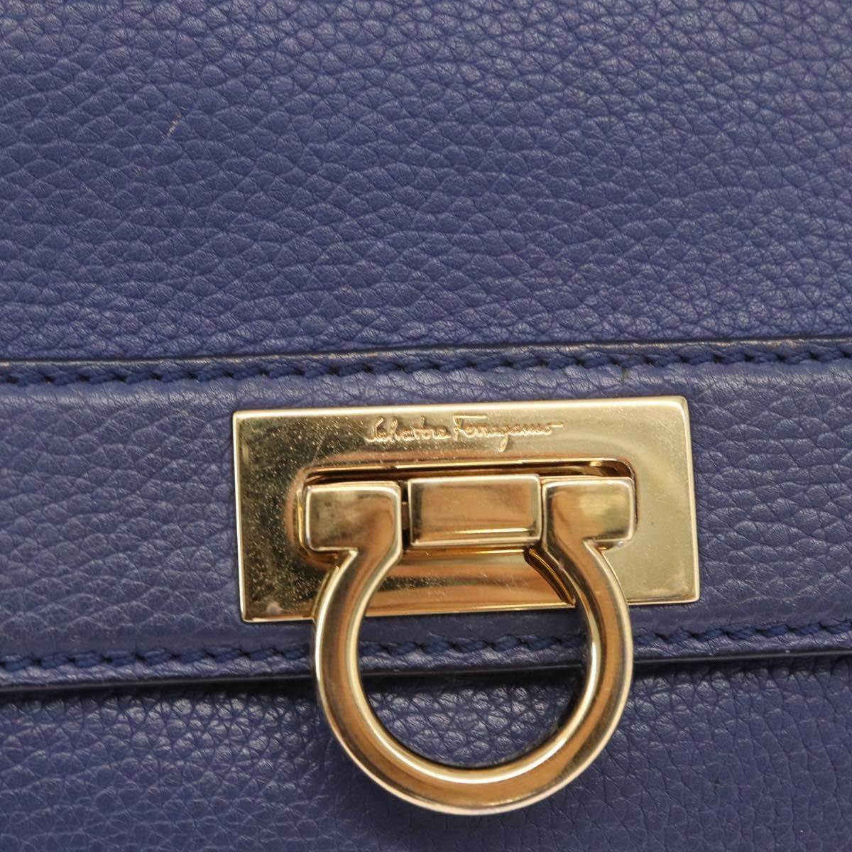 Salvatore Ferragamo Abbey Shoulder Bag Leather, NAVY, LEATHER, Shoulder bag