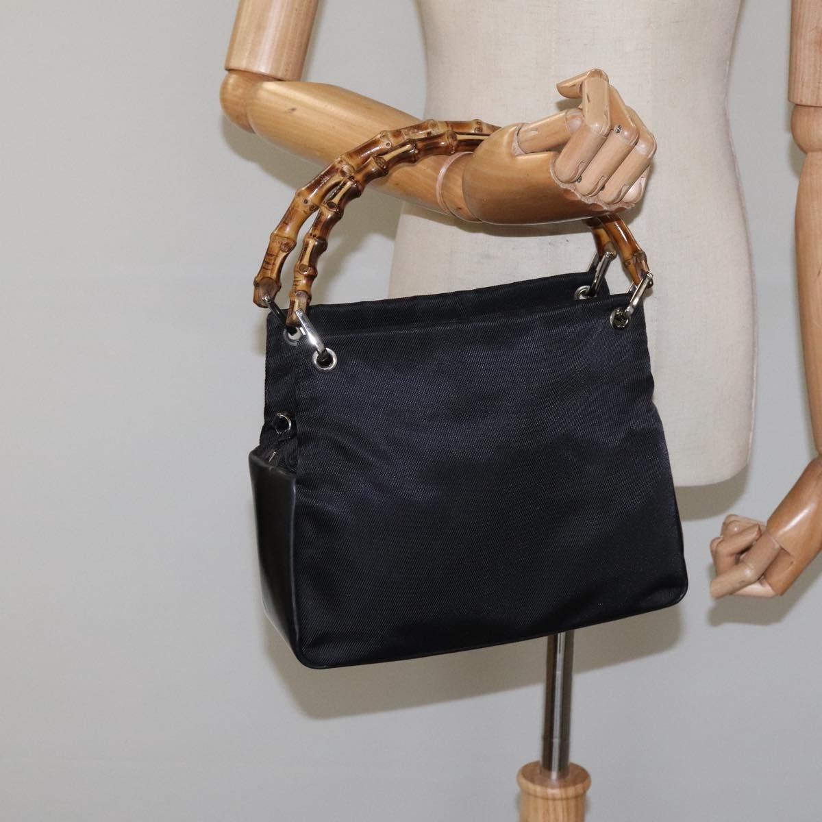 Gucci Bamboo Top Handle Tote Nylon, BLACK, NYLON, Tote bag