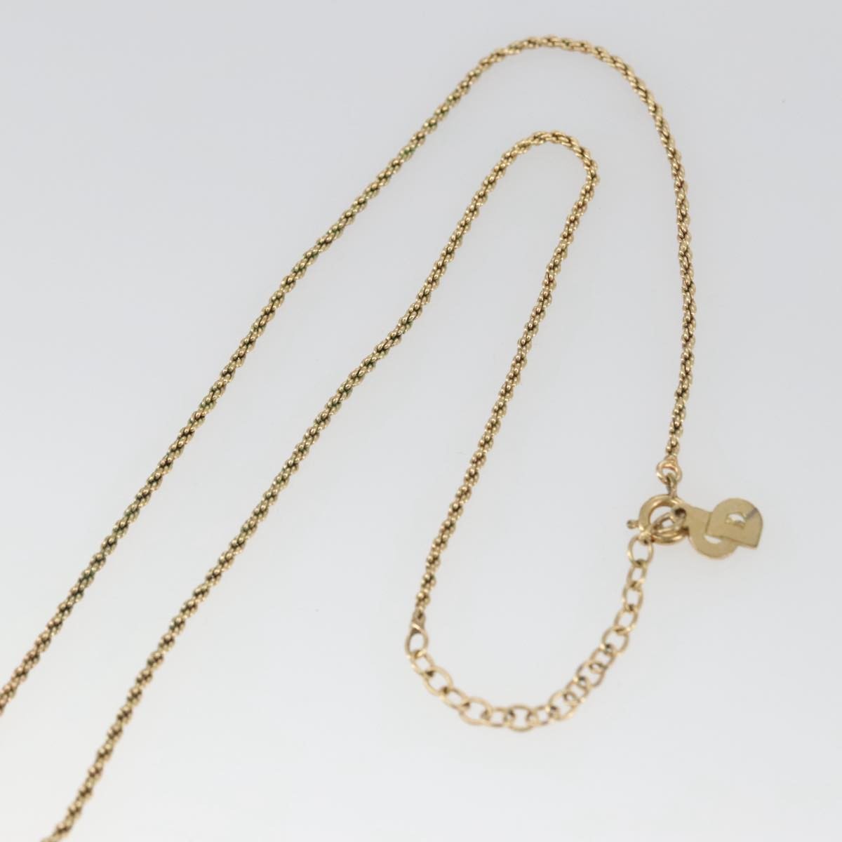 Christian Dior Vintage Logo Round Pendant Necklace Metal, GOLD, METAL, Necklace