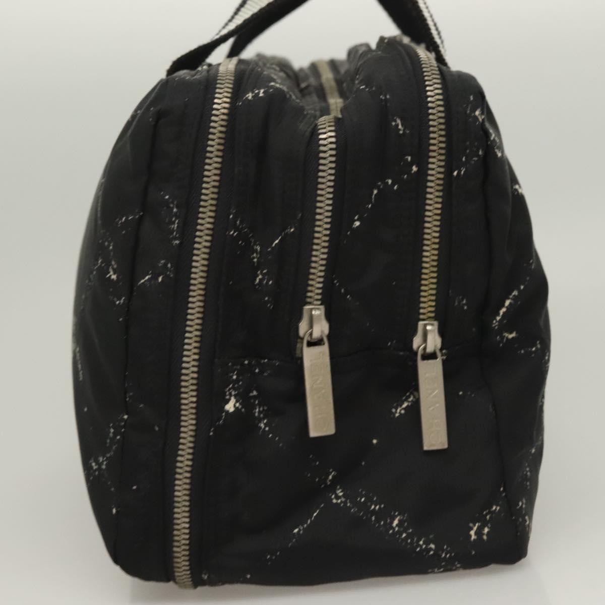 Chanel Travel Line Boston Bag Printed Nylon, BLACK, NYLON, Travel bag