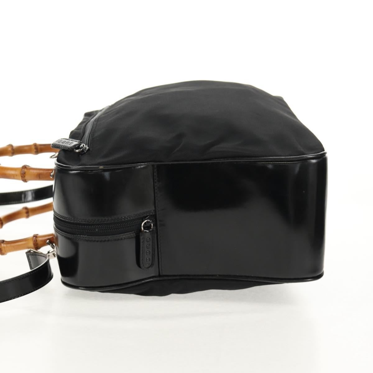 Gucci Vintage Bamboo Handle Bag Nylon, Black, Nylon, Handbag