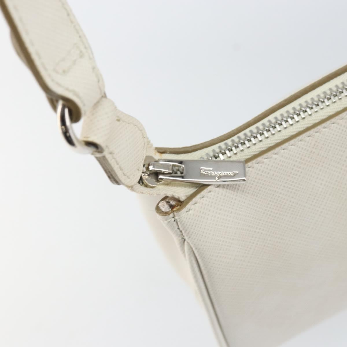 Salvatore Ferragamo Gancini Shoulder Bag Leather, WHITE, LEATHER, Shoulder bag