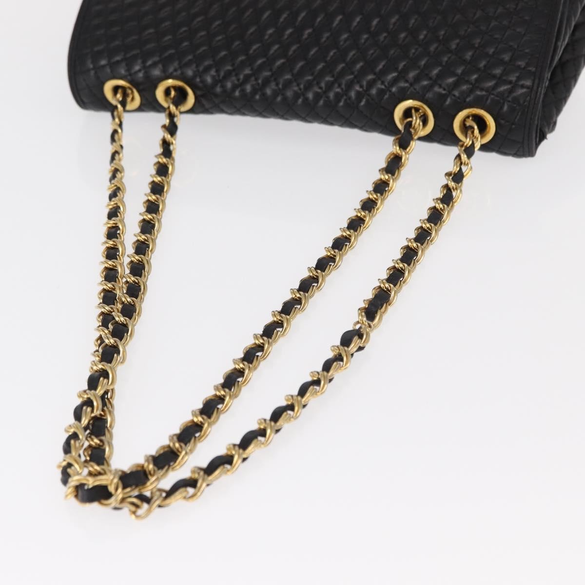 Bally Vintage Chain Shoulder Bag Quilted Leather, Black, Leather, Shoulder Bag