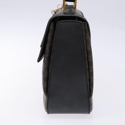 Celine Vintage Convertible Top Handle Bag Macadam Coated Canvas, BLACK, CANVAS, Handbag