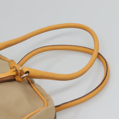 Prada Bauletto Bag Canvas with Leather, BEIGE, CANVAS, Handbag