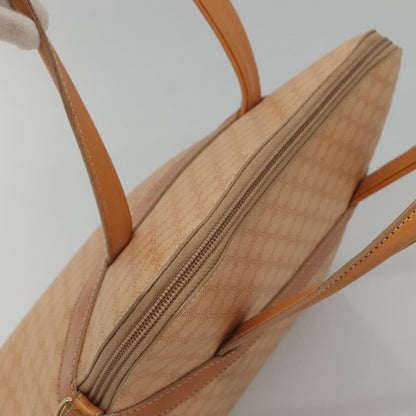 Celine Vintage Macadam Handbag Canvas and Leather, BEIGE, CANVAS, Handbag
