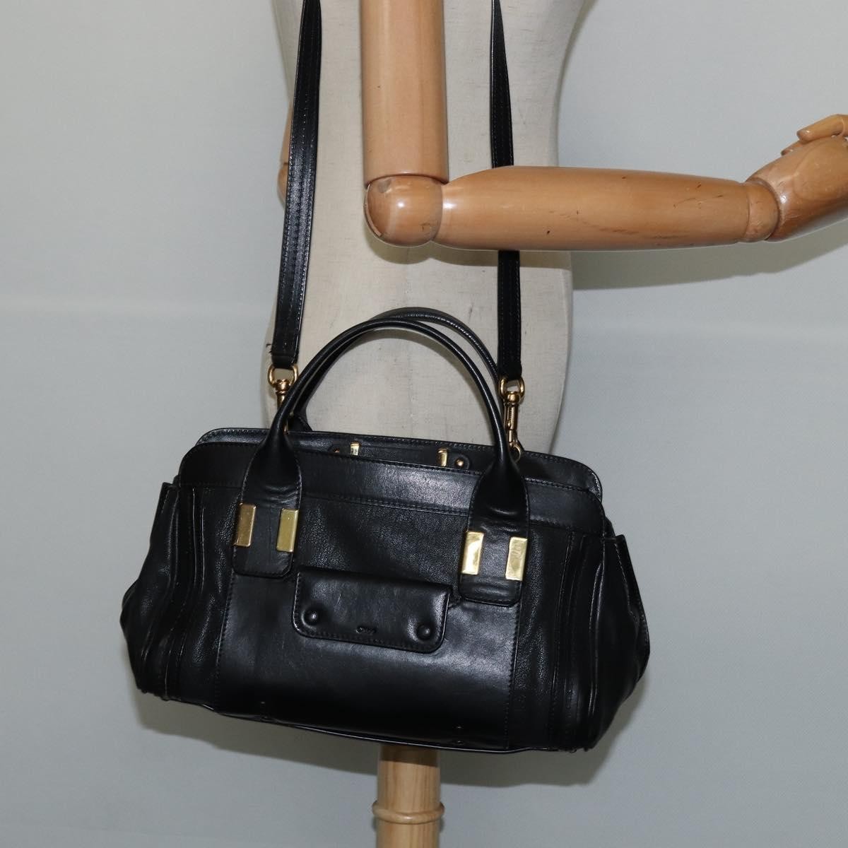 Chloe Alice Satchel Leather, BLACK, LEATHER, Handbag