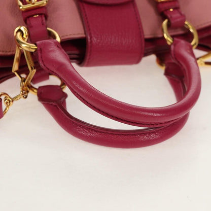 Miu Miu Madras Convertible Lock Tote Leather, PINK, LEATHER, Handbag