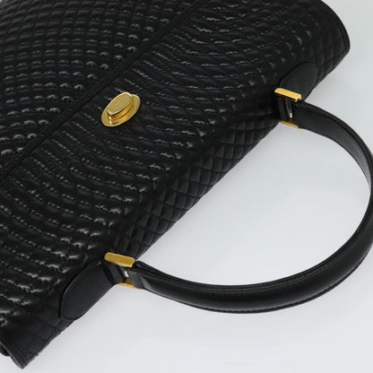 Bally Vintage Handbag Quilted Leather, BLACK, LEATHER, Handbag
