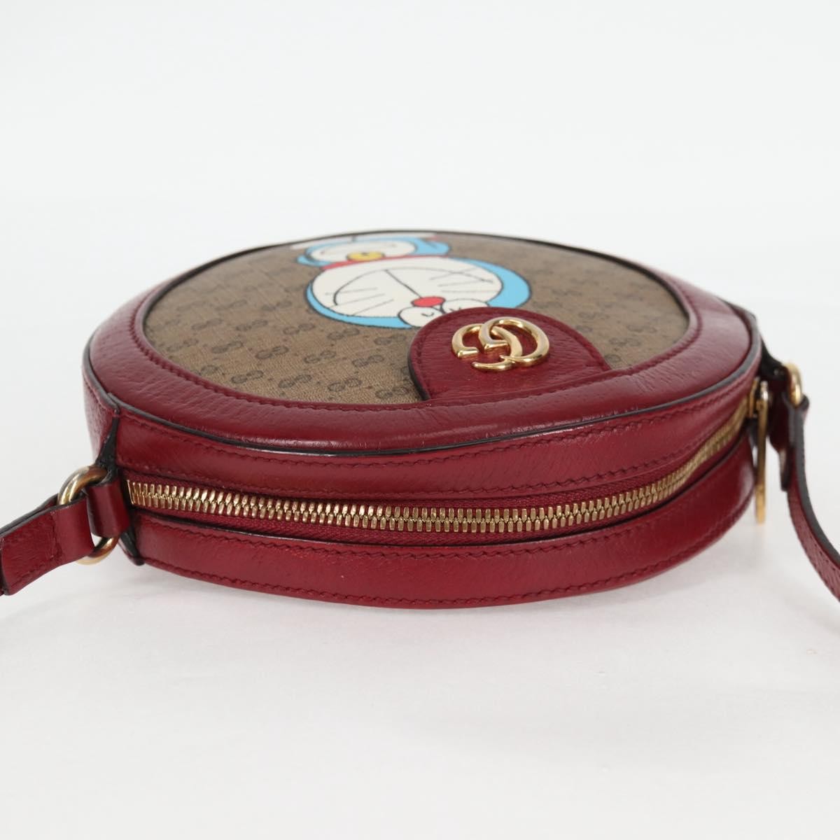Gucci Doraemon Round Shoulder Bag Printed Mini GG Coated Canvas, BEIGE, PVC, Shoulder bag