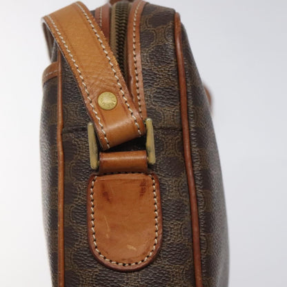 Celine Vintage Macadam Shoulder Bag Canvas and Leather, Brown, Canvas, Shoulder Bag