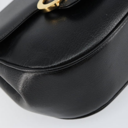 Salvatore Ferragamo Gancini Shoulder Bag Leather, BLACK, LEATHER, Shoulder bag