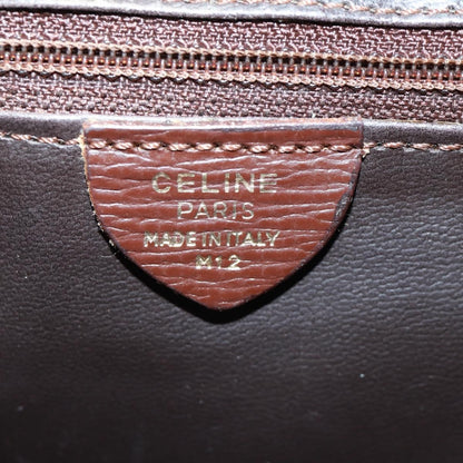 Celine Circle Logo Shoulder Bag Leather, BROWN, LEATHER, Shoulder bag
