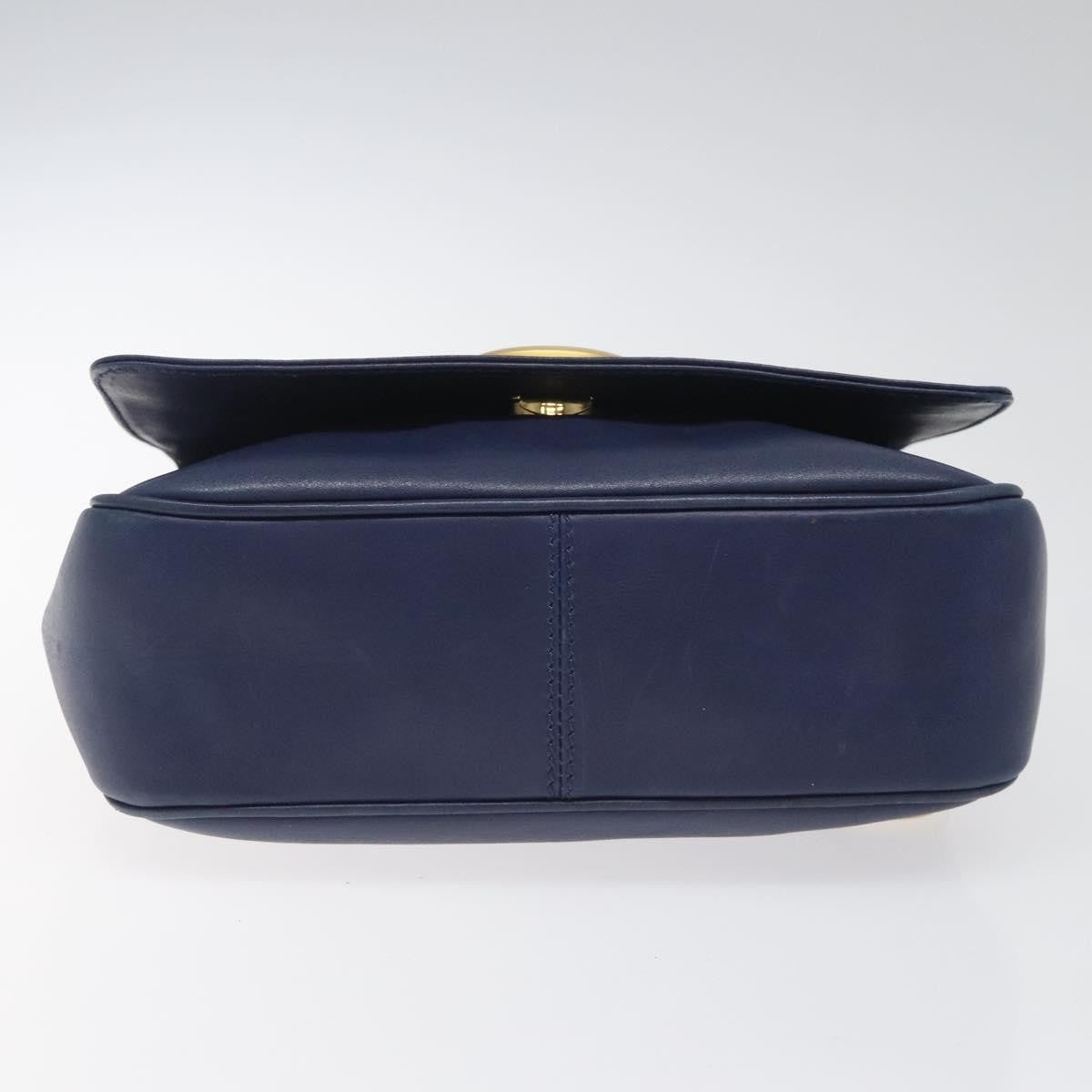 Celine Vintage Circle Logo Crossbody Bag Leather, BLUE, LEATHER, Crossbody bag