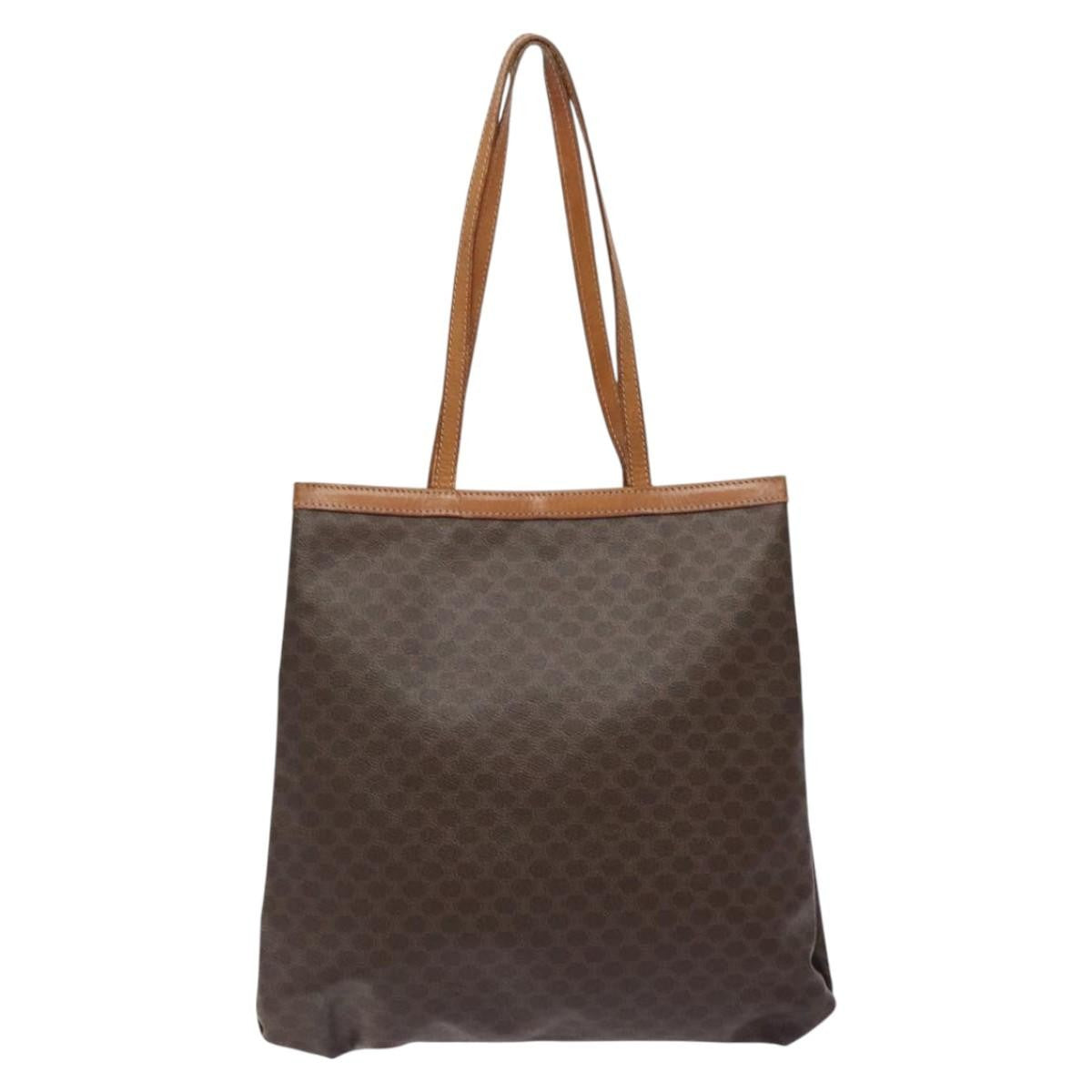 Celine Vintage Macadam Tote bag Canvas and Leather, BROWN, CANVAS, Tote bag