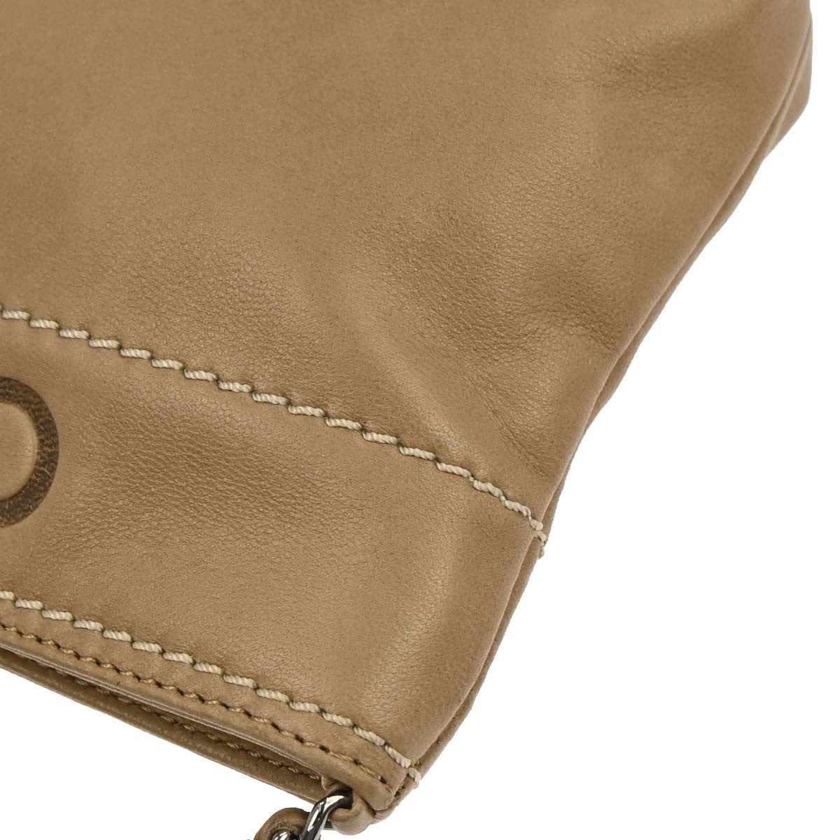 Chanel Lax Pochette Leather, BROWN, LEATHER, Shoulder bag
