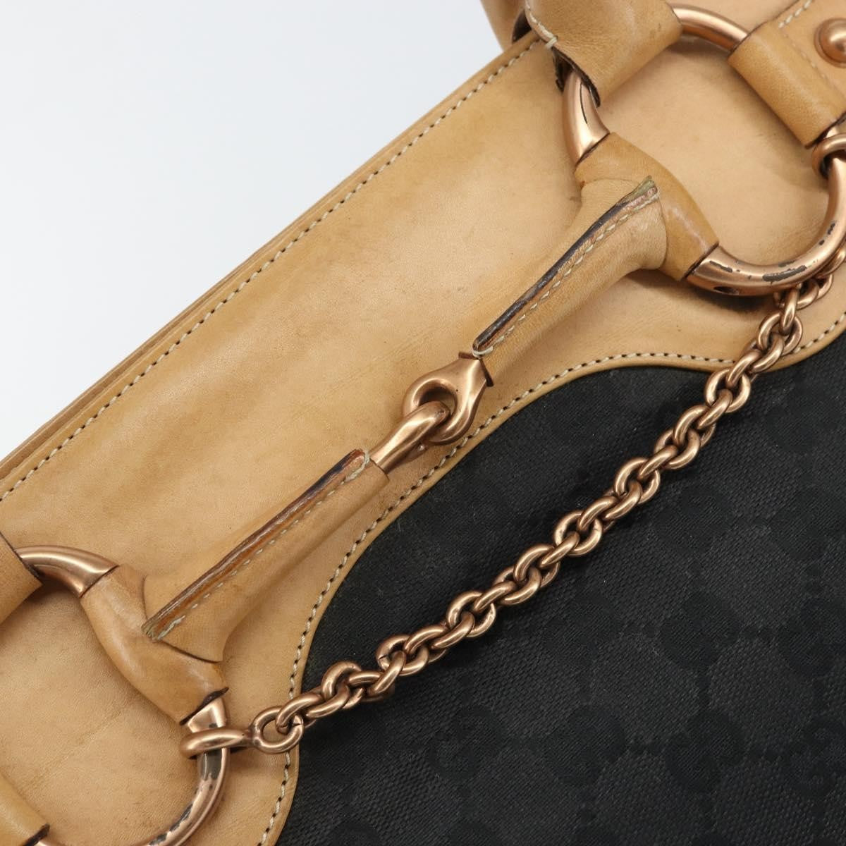 Gucci Horsebit Bracket Tote GG Canvas, BLACK, CANVAS, Tote bag