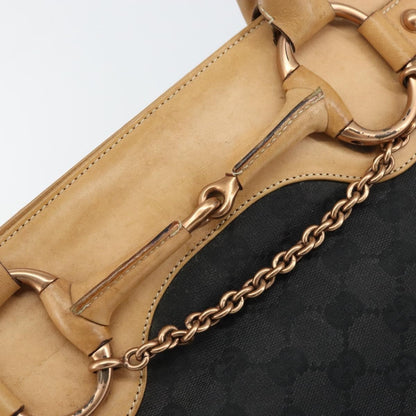 Gucci Horsebit Bracket Tote GG Canvas, BLACK, CANVAS, Tote bag