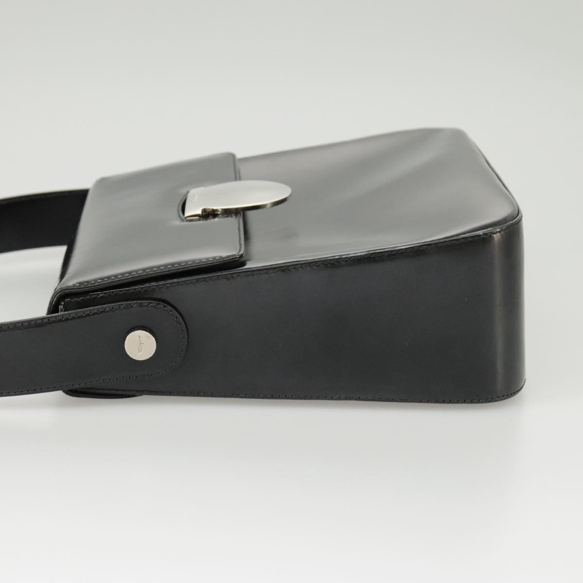 Salvatore Ferragamo Gancini handbag Leather, BLACK, LEATHER, Handbag