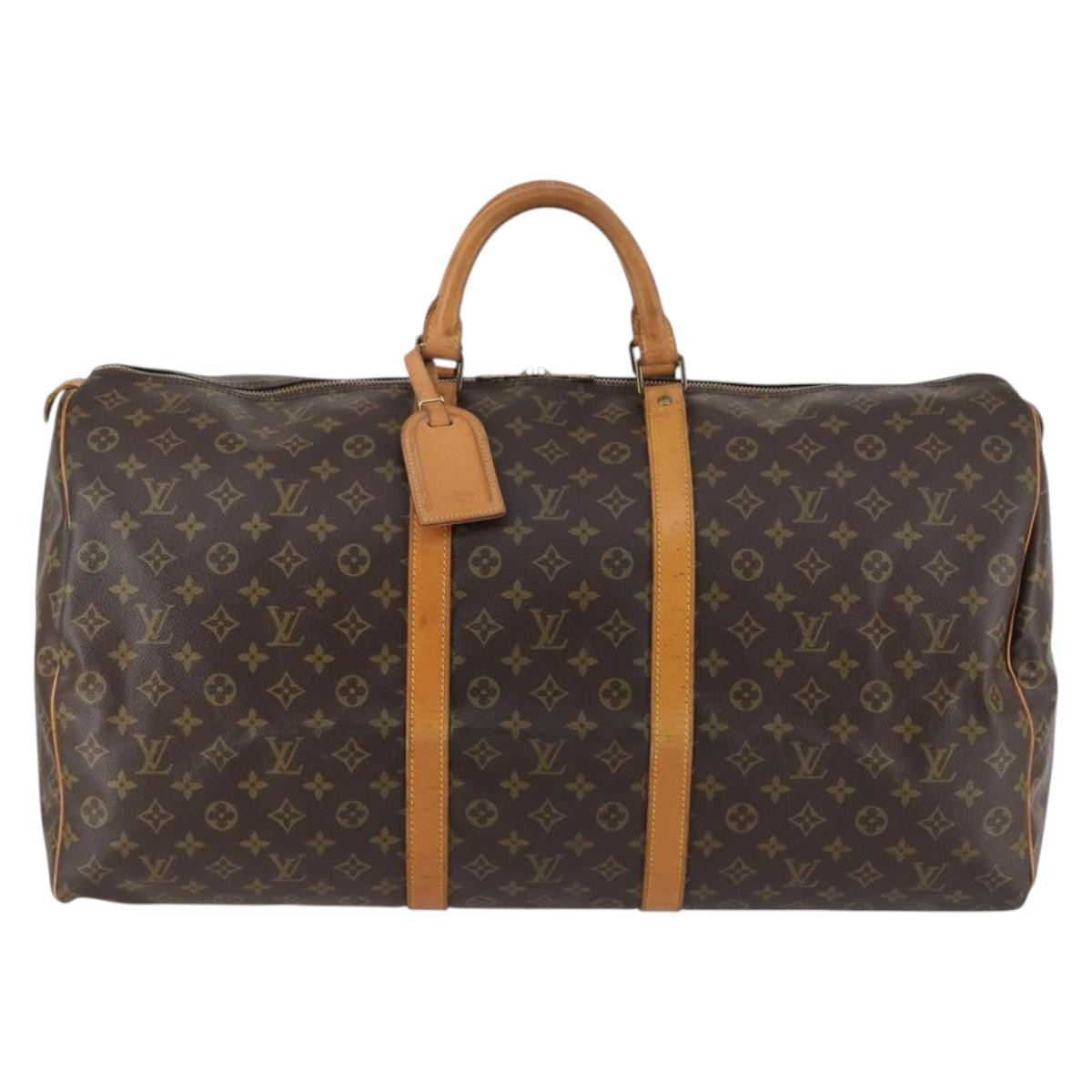 Louis Vuitton Keepall Bag Monogram Canvas, BROWN, CANVAS, Travel bag