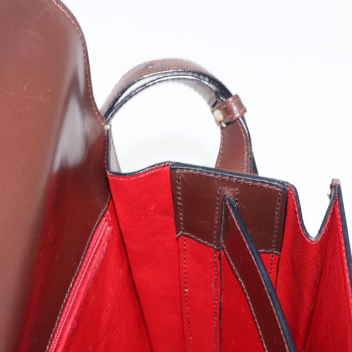 Celine Circle Logo Shoulder Bag Leather, BROWN, LEATHER, Shoulder bag