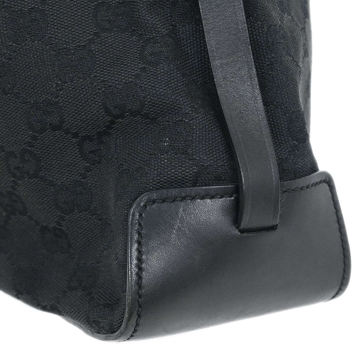 Gucci Belted Bucket Tote GG Canvas with Leather, Black, Canvas, Tote Bag