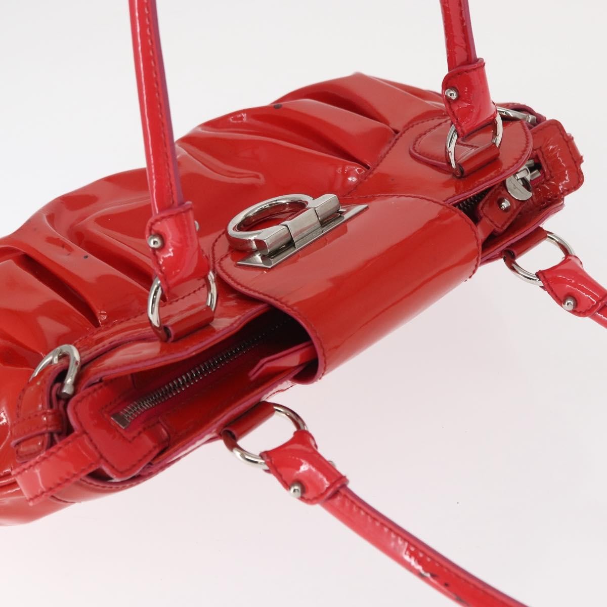Salvatore Ferragamo Gancini handbag Patent leather, RED, PATENT_LEATHER, Handbag