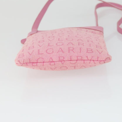 Bvlgari Logomania Shoulder Bag Canvas with Leather, Pink, Canvas, Shoulder Bag