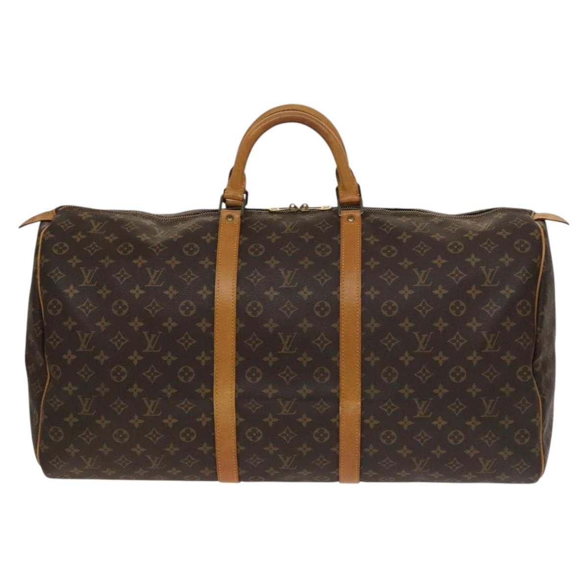 Louis Vuitton Keepall Bag Monogram Canvas, BROWN, CANVAS, Travel bag