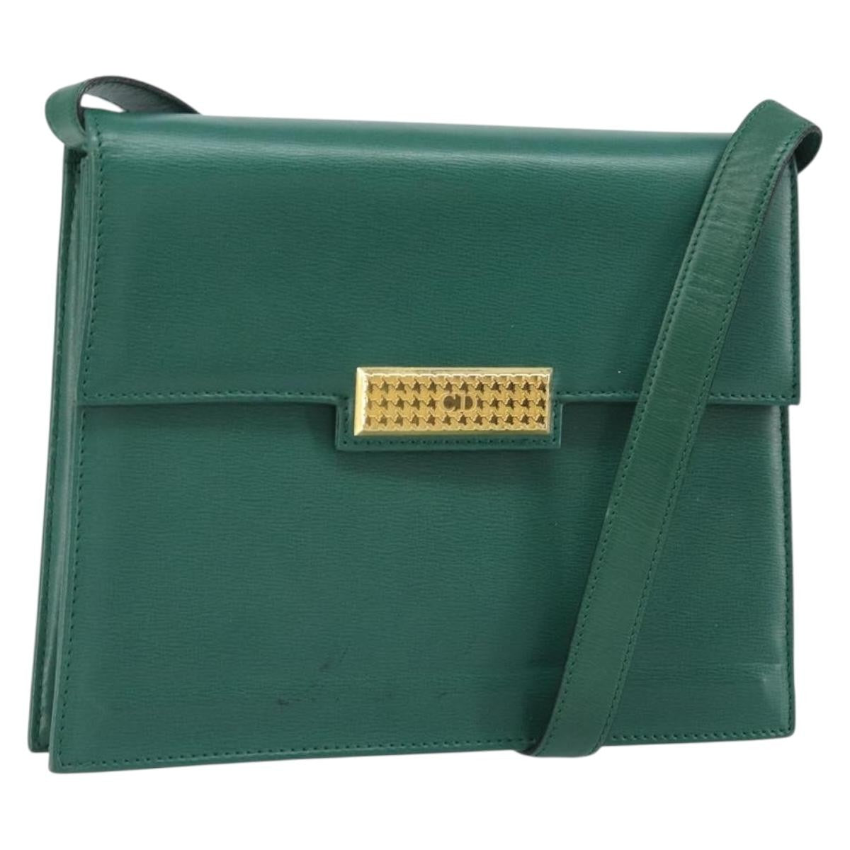 Christian Dior Vintage Shoulder Bag Leather, GREEN, LEATHER, Shoulder bag