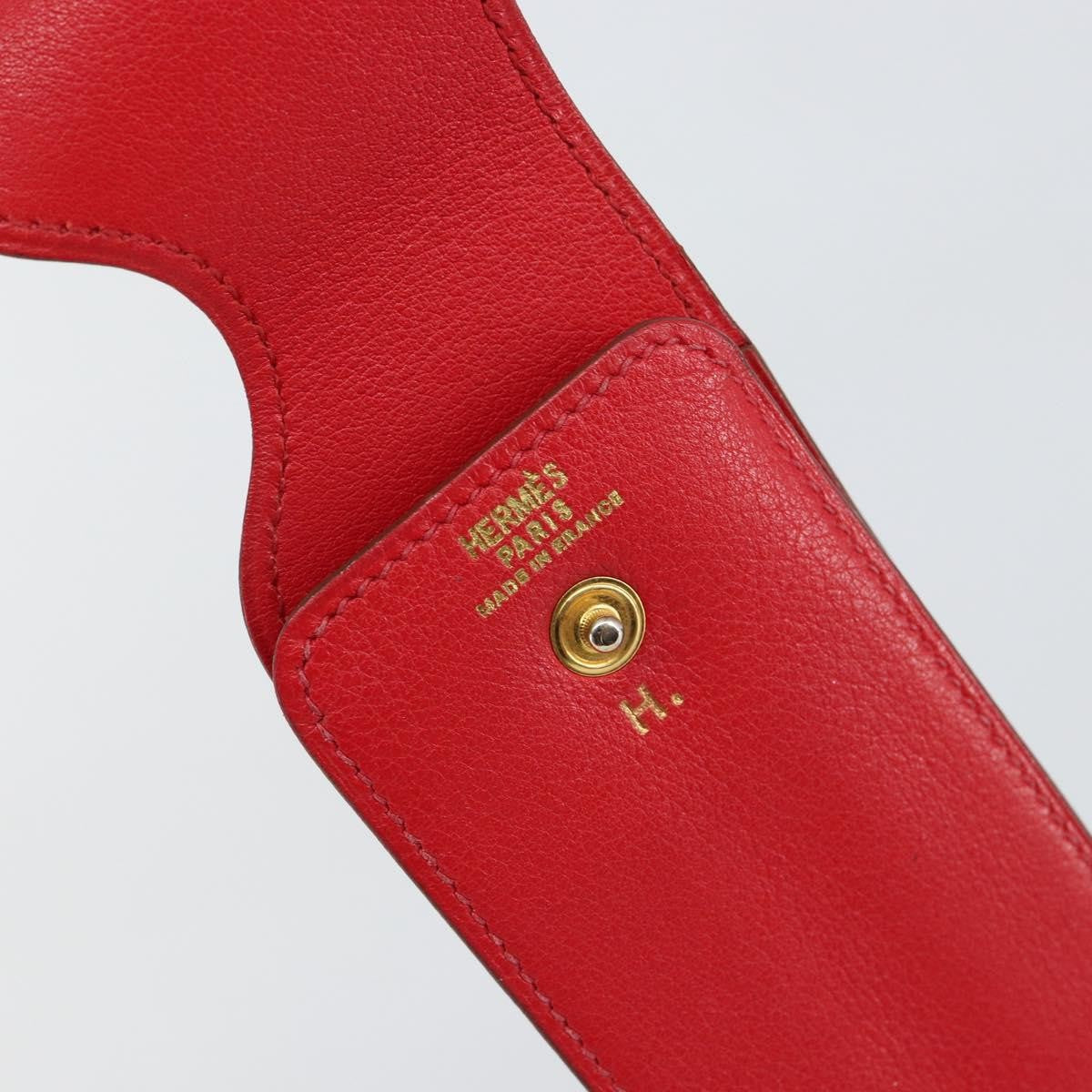 Hermes Glasses Case Leather, RED, LEATHER, Wallets